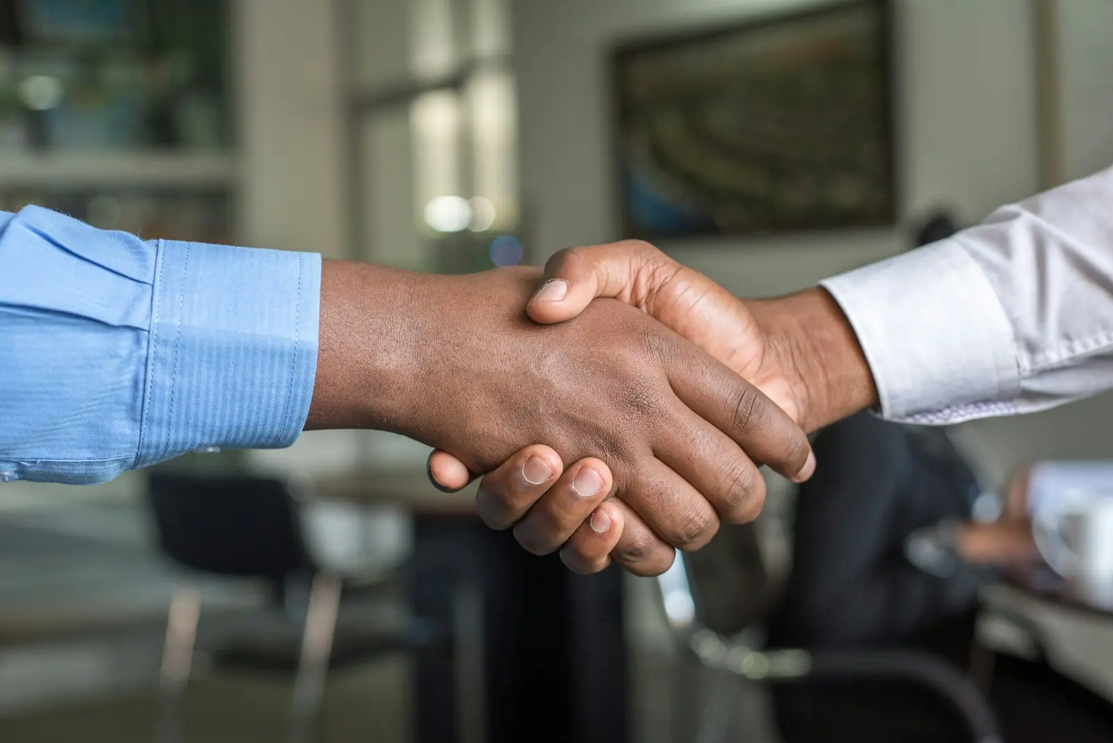 Two people shaking hands in agreement